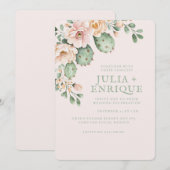 Desert Rose and Cactus Wedding 招待状 (正面/裏面)