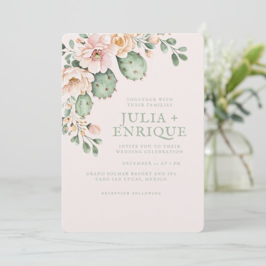 Desert Rose and Cactus Wedding 招待状 (スタンド正面)