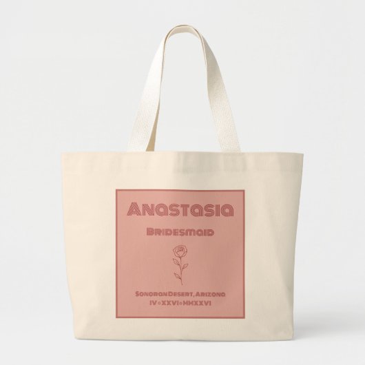 Desert Rose Bridesmaid Tote Bag – Boho ラージトートバッグ (正面)