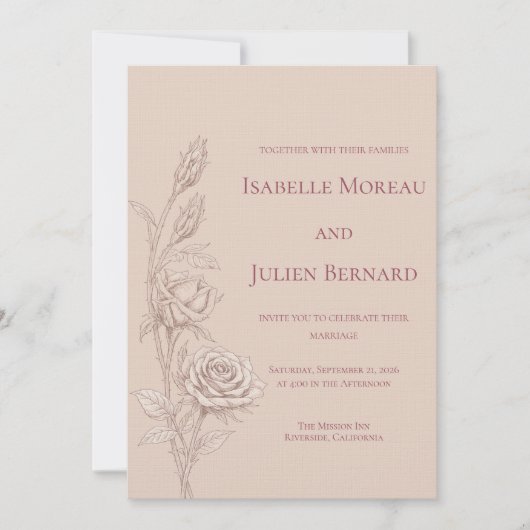 Desert Rose – Dune & Bloom Wedding 招待状 (正面)