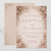 Desert Rose – Dune & Bloom Wedding 招待状 (正面/裏面)