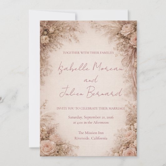 Desert Rose – Dune & Bloom Wedding 招待状 (正面)