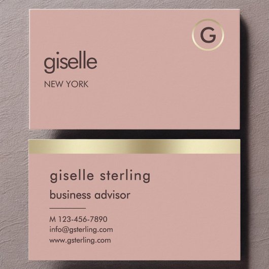 Desert Rose Luxury Faux Gold Foil Monogram  名刺