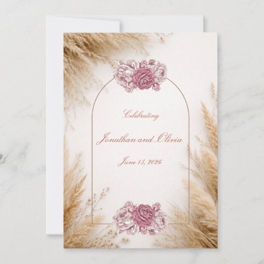 Desert Rose Luxury Wedding 招待状 (正面)