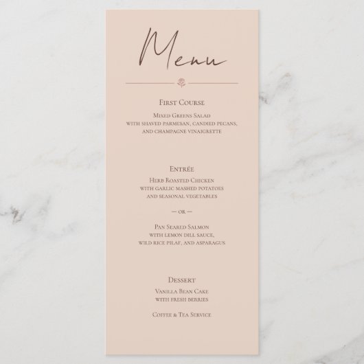 Desert Rose – Minimalist Wedding Menu Card メニュー (正面)