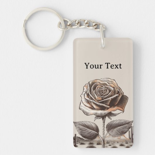 Desert Rose, Vintage Botanical Flower キーホルダー (正面)