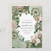 Desert Sage, Aloe Mist & Sandstone Beige Wedding 招待状 (正面/裏面)
