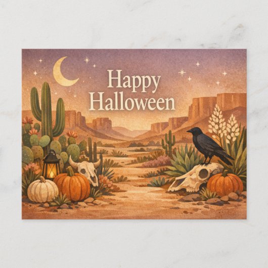 Desert Sage Cactus Halloween シーズンポストカード (正面)