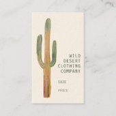 Desert Saguaro Cactus Watercolor Unique Hang Tag 名刺 (正面)