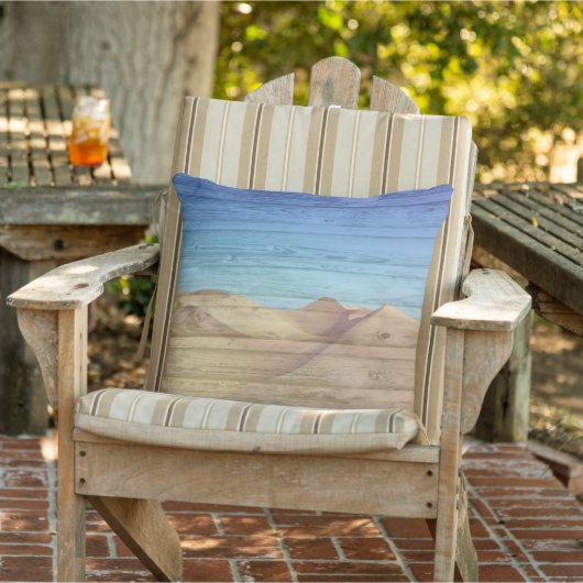 Desert Sand Dunes Beautiful Blue Sky On Wood Grain アウトドアクッション (椅子)