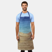 Desert Sand Dunes Beautiful Blue Sky On Wood Grain エプロン (着用した状態)