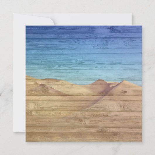 Desert Sand Dunes Beautiful Blue Sky On Wood Grain カード (正面)