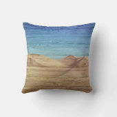 Desert Sand Dunes Beautiful Blue Sky On Wood Grain クッション (裏面)