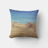 Desert Sand Dunes Beautiful Blue Sky On Wood Grain クッション (正面)