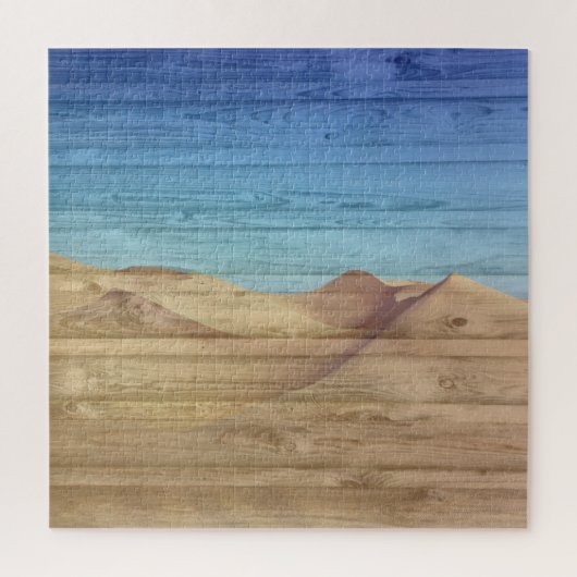 Desert Sand Dunes Beautiful Blue Sky On Wood Grain ジグソーパズル (縦)