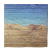 Desert Sand Dunes Beautiful Blue Sky On Wood Grain タイル (正面)