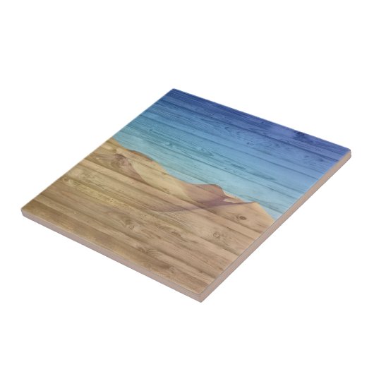 Desert Sand Dunes Beautiful Blue Sky On Wood Grain タイル (側面)