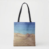 Desert Sand Dunes Beautiful Blue Sky On Wood Grain トートバッグ (正面)