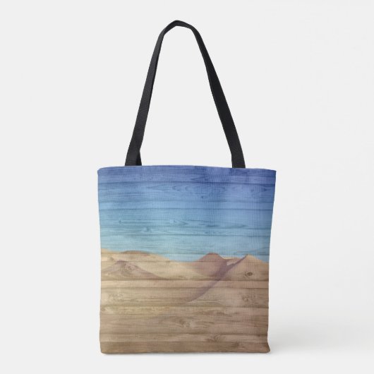 Desert Sand Dunes Beautiful Blue Sky On Wood Grain トートバッグ (裏面)