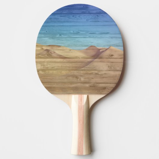 Desert Sand Dunes Beautiful Blue Sky On Wood Grain 卓球ラケット (正面)