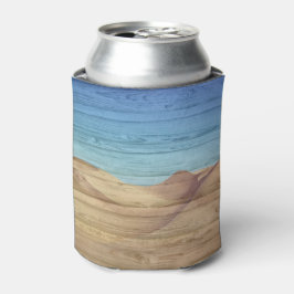 Desert Sand Dunes Beautiful Blue Sky On Wood Grain 缶クーラー