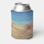 Desert Sand Dunes Beautiful Blue Sky On Wood Grain 缶クーラー (缶裏面)