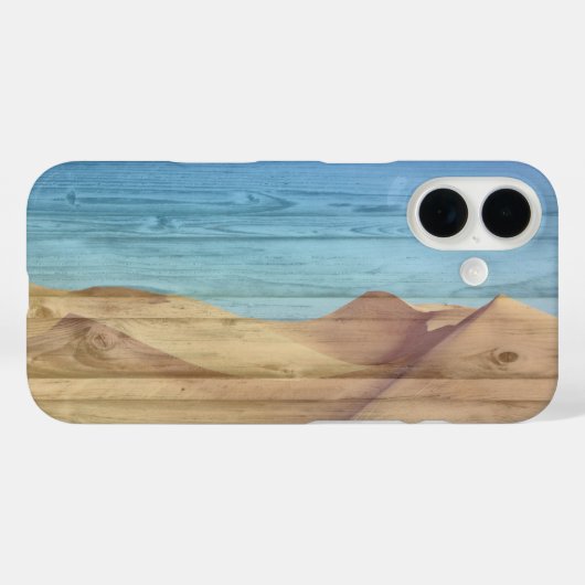 Desert Sand Dunes Beautiful Blue Sky On Wood Grain Case-Mate iPhoneケース (裏面 (横))