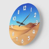 Desert Sand Wall Clock – Blue Sky Nature Landscape ラージ壁時計 (傾斜)