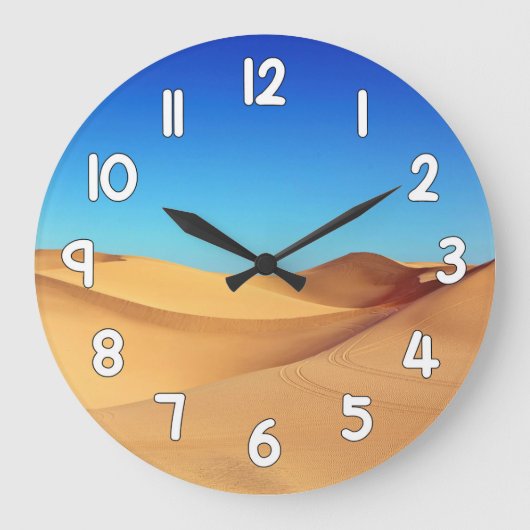 Desert Sand Wall Clock – Blue Sky Nature Landscape ラージ壁時計 (正面)