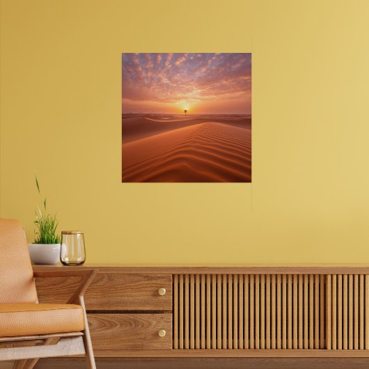 Desert Serenity – Golden Dunes at Sunset Fine Art  ポスター (リビング2)