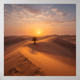 Desert Solitude – Golden Dunes at Sunset Fine Art  ポスター