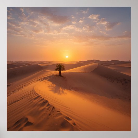 Desert Solitude – Golden Dunes at Sunset Fine Art ポスター (正面)