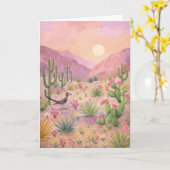 Desert Sunrise Painted Landscape Greeting Card カード (黄色い花)