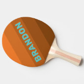 Desert Teal Bold Stripes with Name 卓球ラケット (横)