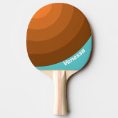 Desert Teal Circle Stripe with Name 卓球ラケット (裏面)