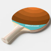 Desert Teal Circle Stripe with Name 卓球ラケット (正面アングル)