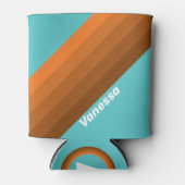 Desert Teal Stripes with Name 缶クーラー (正面)