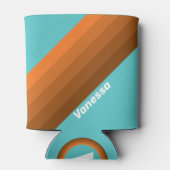 Desert Teal Stripes with Name 缶クーラー (裏面)