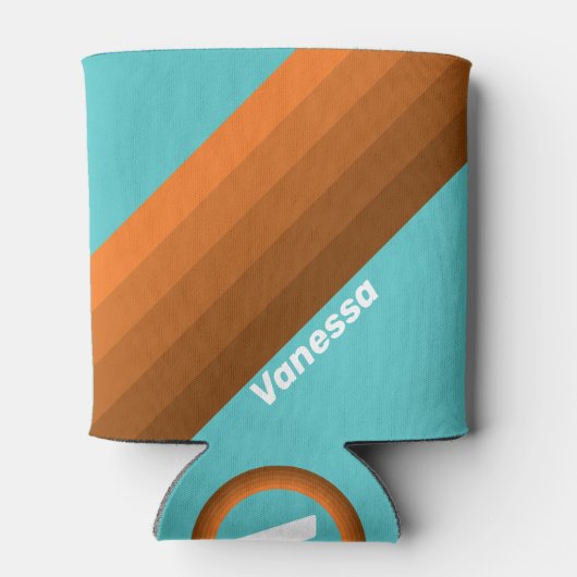 Desert Teal Stripes with Name 缶クーラー (裏面)