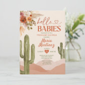 Desert Texas Twin baby shower southwestern cactus 招待状 (スタンド正面)