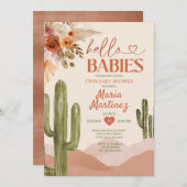 Desert Texas Twin baby shower southwestern cactus 招待状 (正面/裏面)