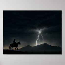 Desert Thunderstorm Poster - Lightning Strike  ポスター