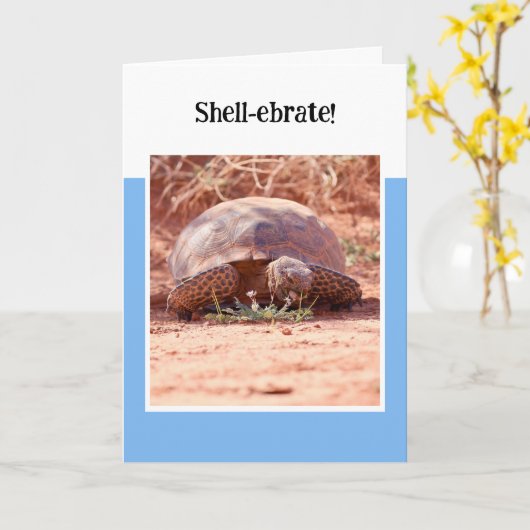 Desert Tortoise Folded Birthday Card カード (黄色い花)