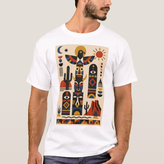 Desert Totems – Geometric Art T-Shirt Tシャツ (正面)