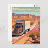 Desert Trucking - Painterly Vehicle Art ポストカード (正面/裏面)