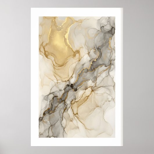 Desert Veins Poster Layered Gold and Beige Fluid ポスター (正面)
