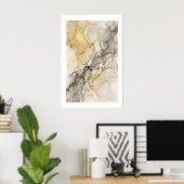 Desert Veins Poster Layered Gold and Beige Fluid ポスター (ホームオフィス)