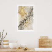 Desert Veins Poster Layered Gold and Beige Fluid ポスター (キッチン)