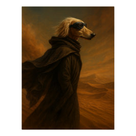 Desert Warrior Greyhound Art - Epic Sci-Fi Dog ポスター