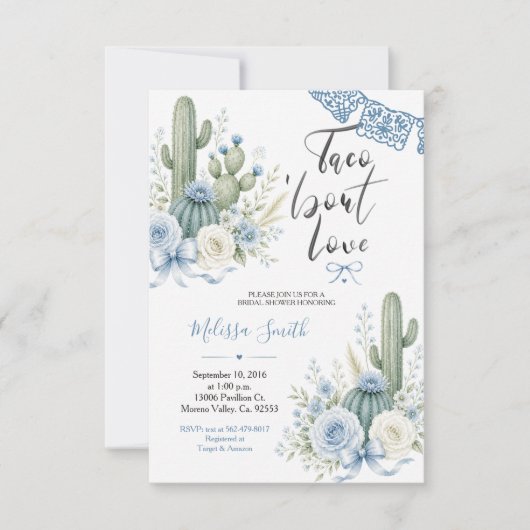 Desert Watercolor Cactus Baby Shower Invite 招待状 (正面)